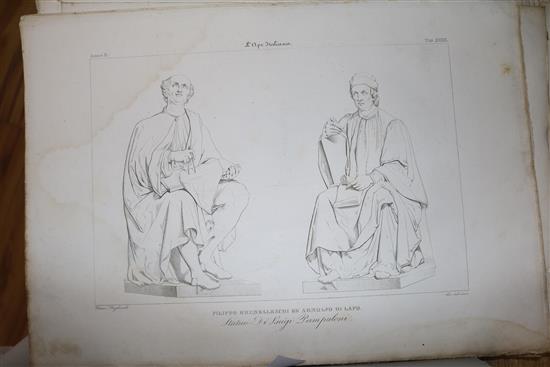 19th century Italian folio of classical engravings, overall 17 x 11.5in.